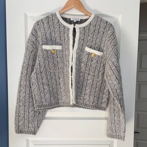 J Crew Cardigan Grey Cable-knit Sweater Lady Jacket
